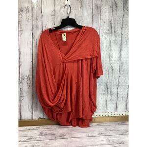 KNIT Wrap Slob Cardigan Draped Open Front Dolman Sleeve Hot Red